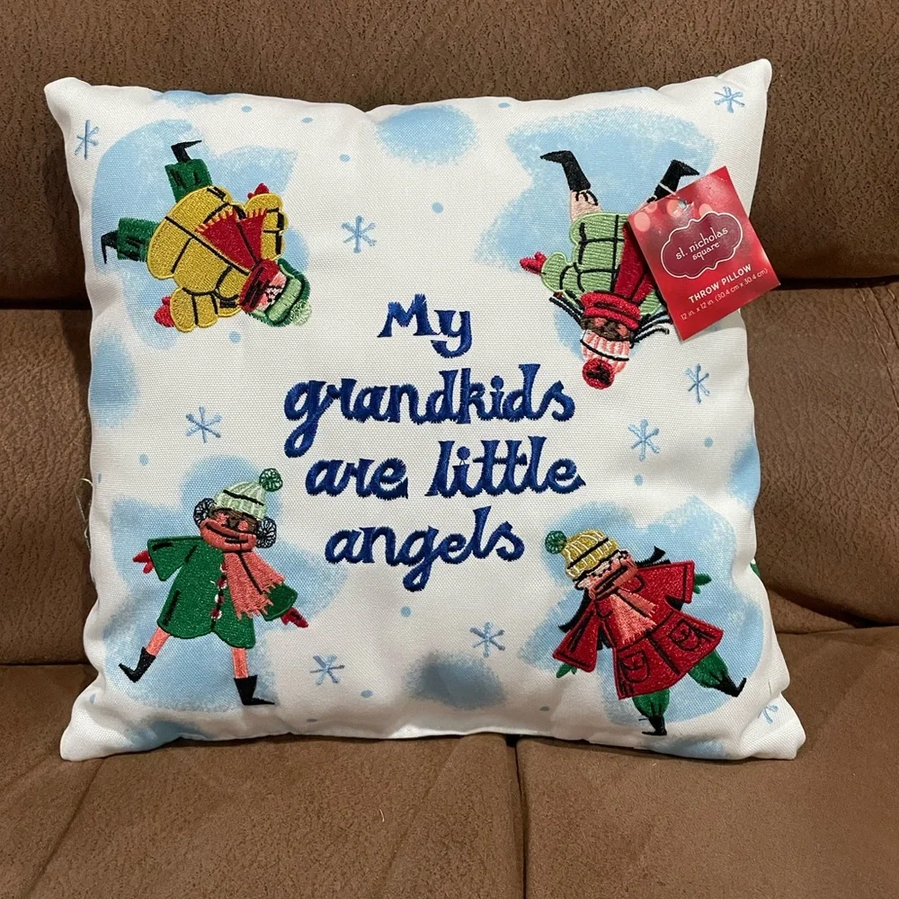 Angel Grandkids Mini Pillow 12x12 NWT